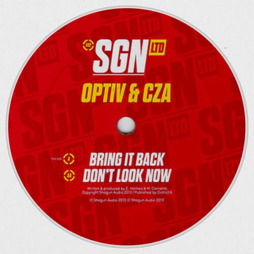 Optiv & CZA - Bring It Back / Don’t Look Now