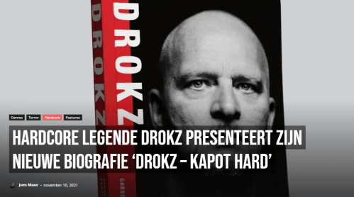 Hardcore legende Drokz presenteert zijn nieuwe biografie "DROKZ — kapot hard"